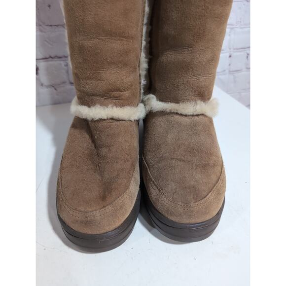 UGG SUNDANCE II REVIVAL US 7 TALL CHESTNUT Vintage New Zealand Boots Shearling - Picture 6 of 14